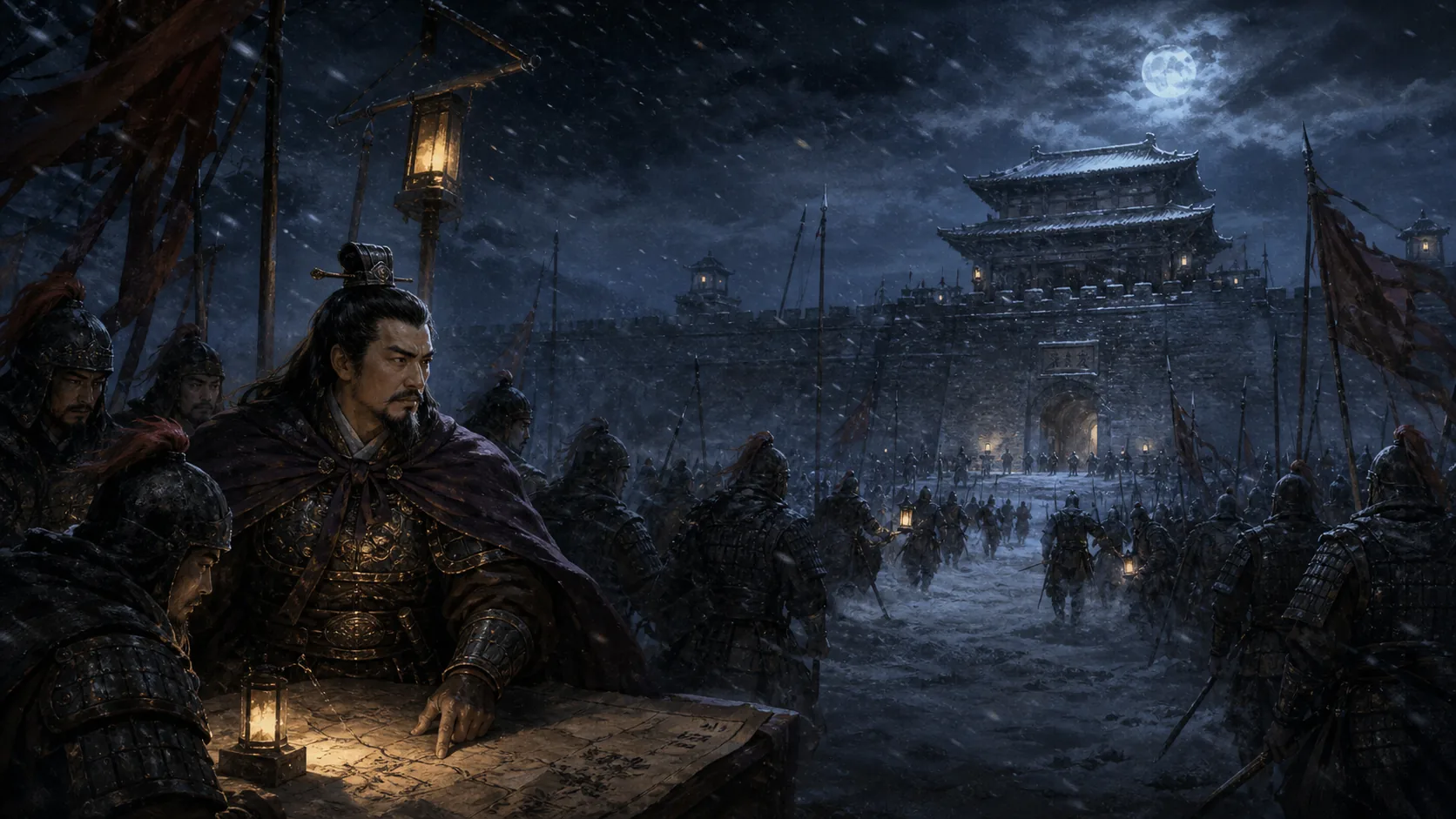 李愬雪夜下蔡州场景图